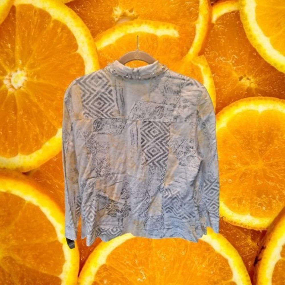 Ruby Rd Button Up Shirt Yellow And Gray Design Si… - image 4